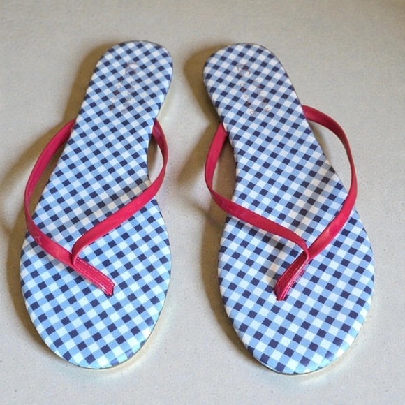 LC Lauren Conrad Shoes - LC Lauren Conrad Red and Blue Checkered Sandals SIZE 9